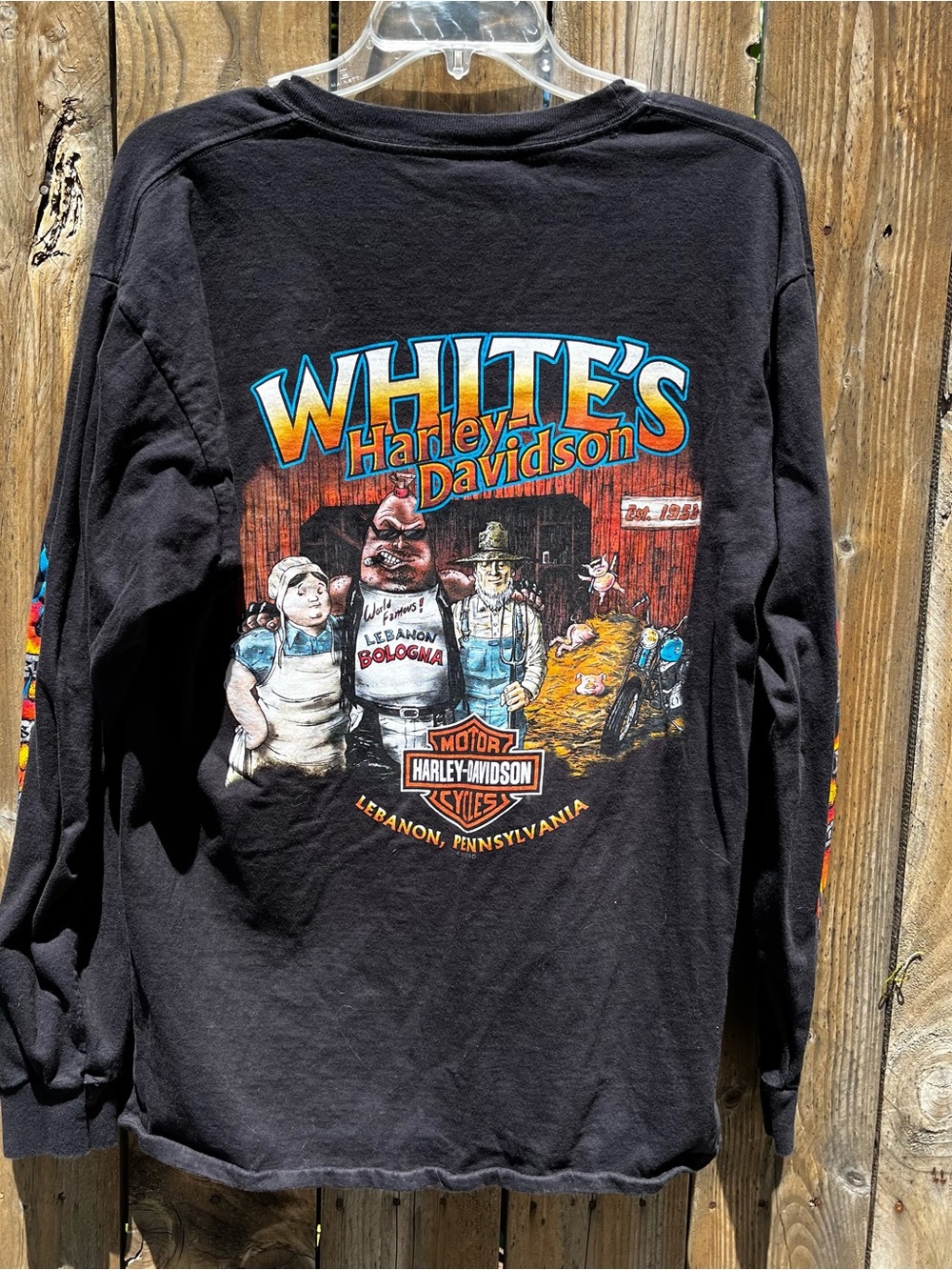 Rare Vintage Harley-Davidson Black Long Sleeve Tee with Colorful Back Graphic